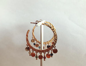 SAM & CEL - Steel creole earrings with gemstones