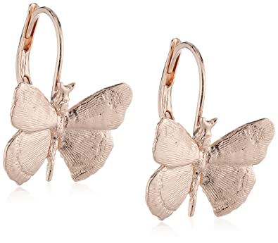 Wouters & Hendrix - pink gold plated silver butterfly earrings
