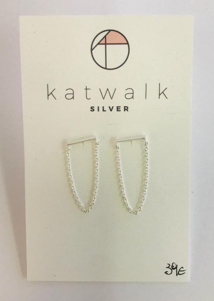 Sterling silver 925 simple hoops with tiny blue dangling rings by the Belgian brand Katwalk Silver. 